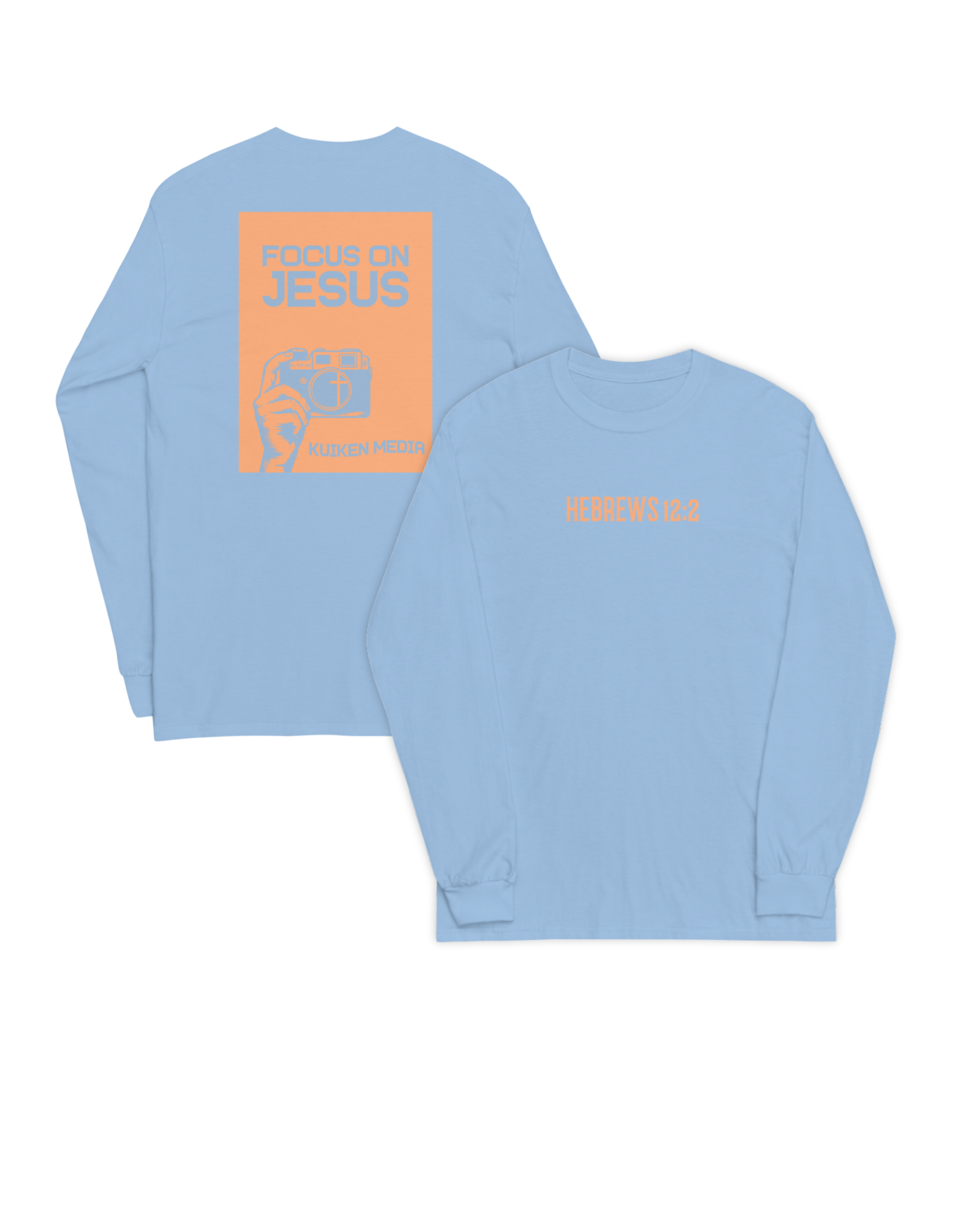 Hebrews 12:2 - Blue Long Sleeve Shirt